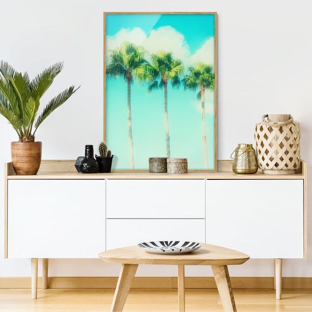 Landscape wall art Palm Trees Against Blue Sky
