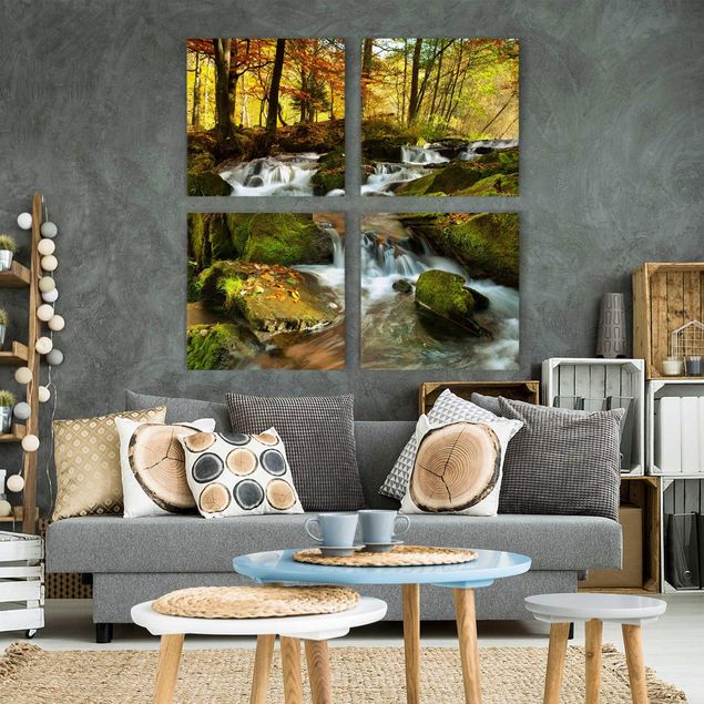 Mountain prints Waterfall Autumnal Forest