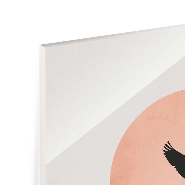 Prints pink Birds In Front Of Rose Sun III