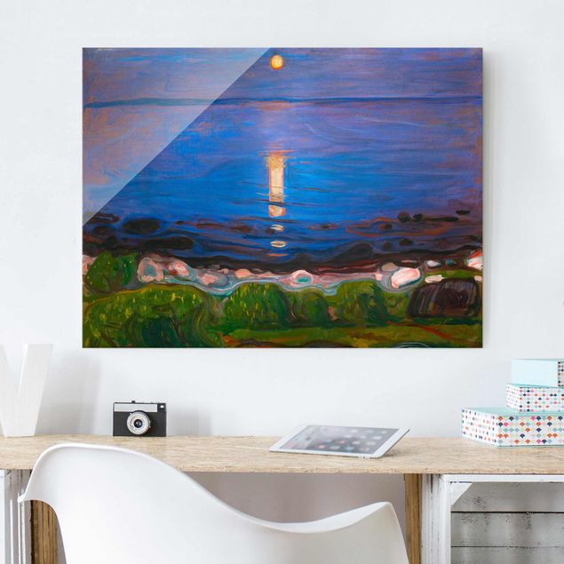Glass prints landscape Edvard Munch - Summer Night By The Beach