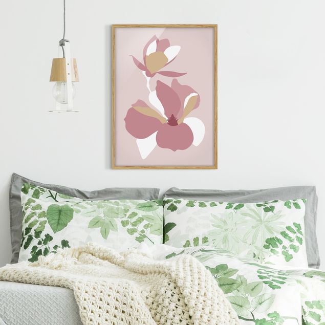 Art prints Line Art Flowers Pastel Pink