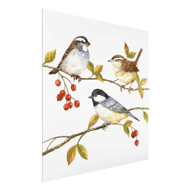 Prints animals Birds And Berries - Tits