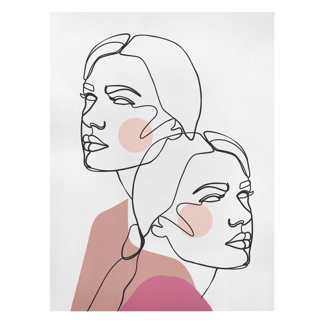 Modern art prints Line Art Women Portrait Cheeks Pink