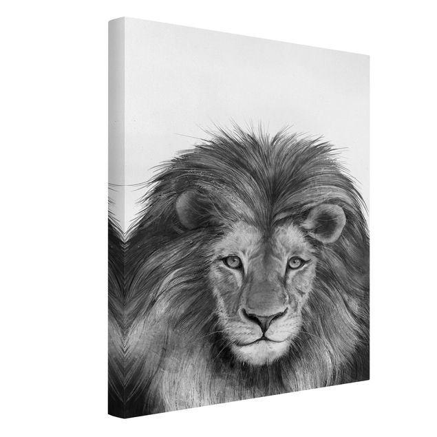 Lion wall art Illustration Lion Monochrome Painting