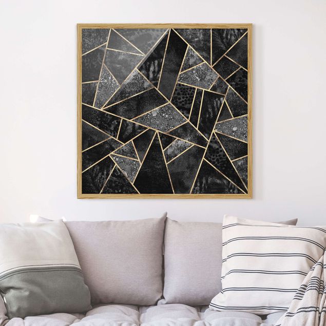 Canvas art Grey Triangles Gold