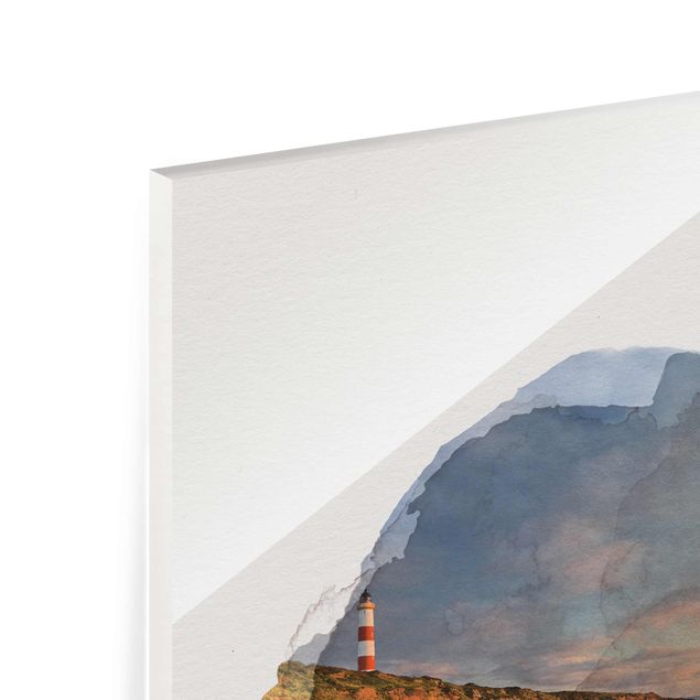 Glass prints landscape WaterColours - Tarbat Ness Sea & Lighthouse At Sunset