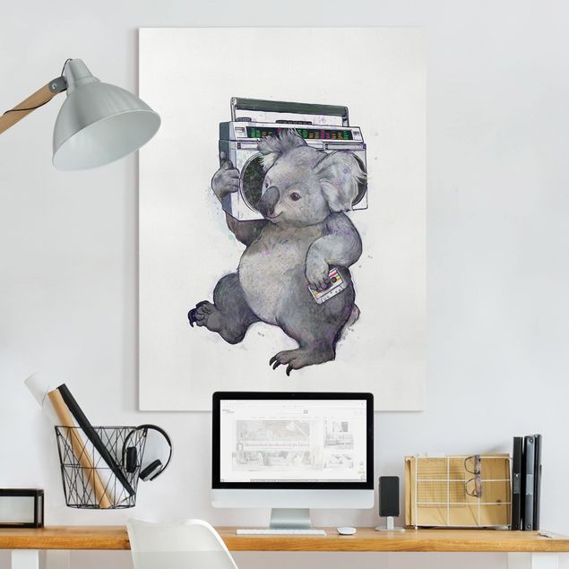 Canvas art Illustration Koala With Radio Painting