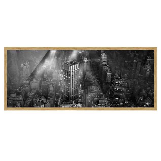 Framed prints black and white Sunlight Over New York City