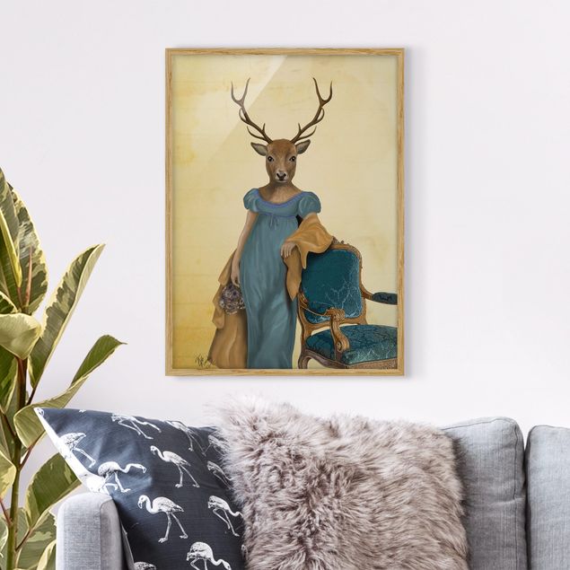 Prints vintage Animal Portrait - Deer Lady