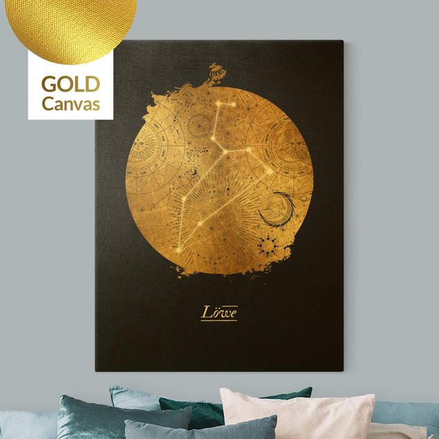 Contemporary art prints Zodiac Sign Leo Gray Gold