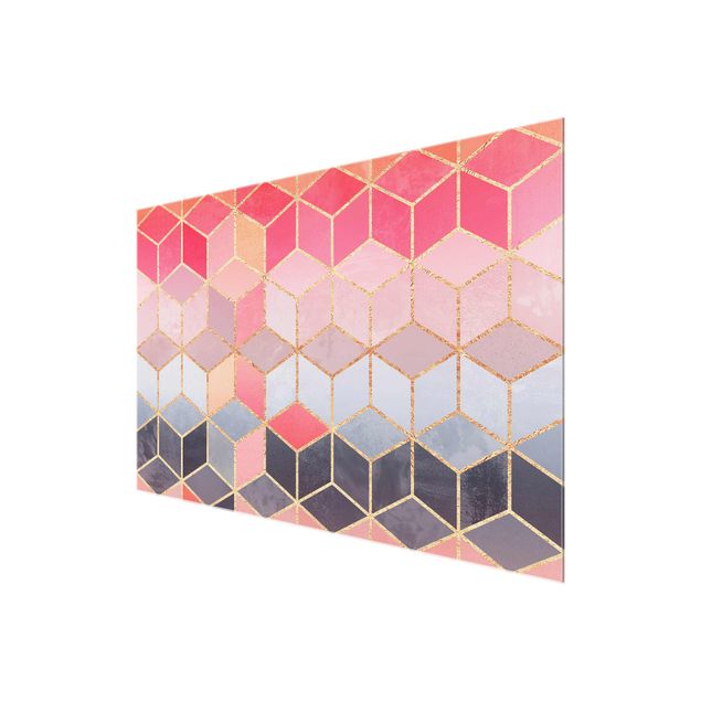 Prints pink Colourful Pastel Golden Geometrie