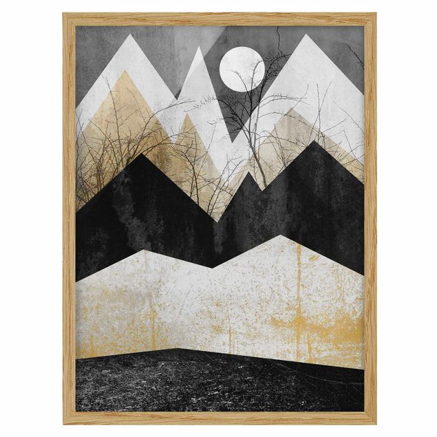 Prints abstract Golden Mountains Branches