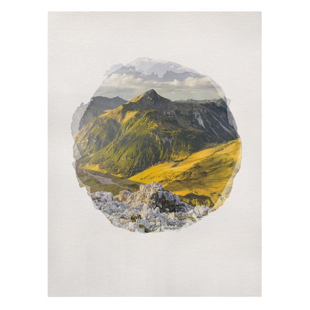 Prints modern WaterColours - Mountains And Valley Of The Lechtal Alps In Tirol