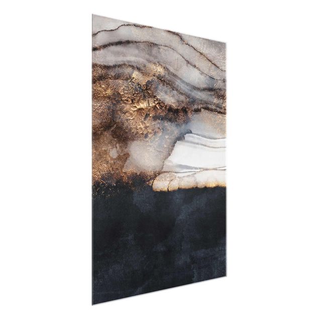 Abstract canvas wall art Golden Marble Painted