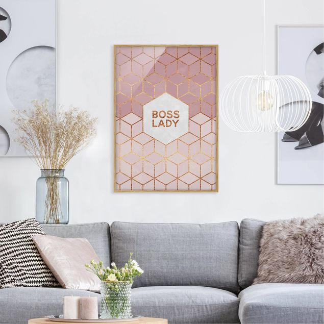 Art prints Boss Lady Hexagons Pink