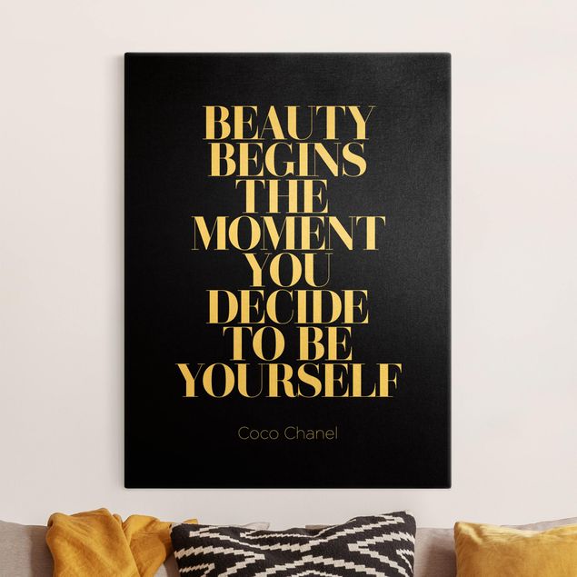 Quote wall art Be yourself Coco Chanel Black