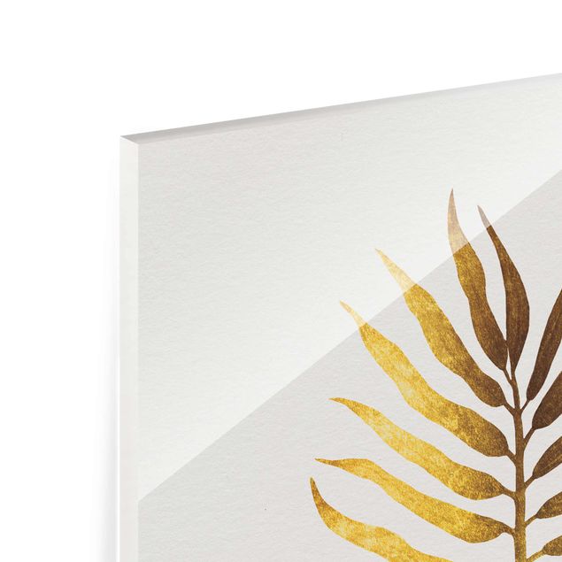 Glas Magnetboard Gold - Palm Leaf II