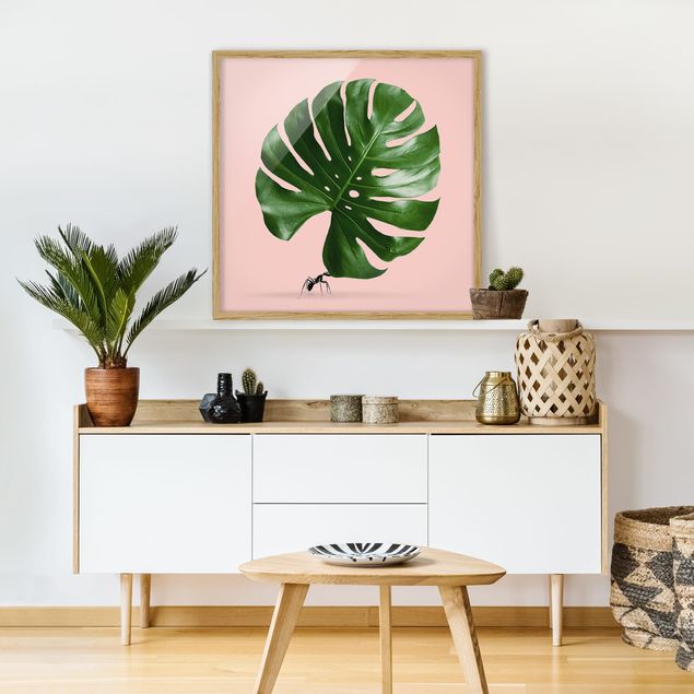 Prints animals Ant With Monstera Leaf