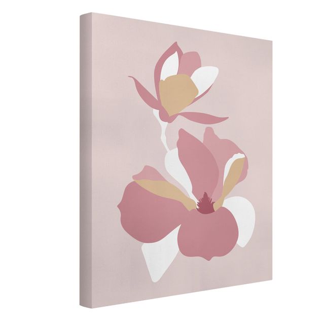 Canvas prints art print Line Art Flowers Pastel Pink