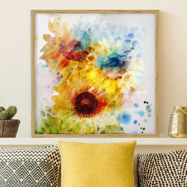 Kitchen Watercolour Flowers Sunflowers