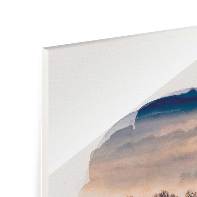 Prints WaterColours - Mist At Sunset