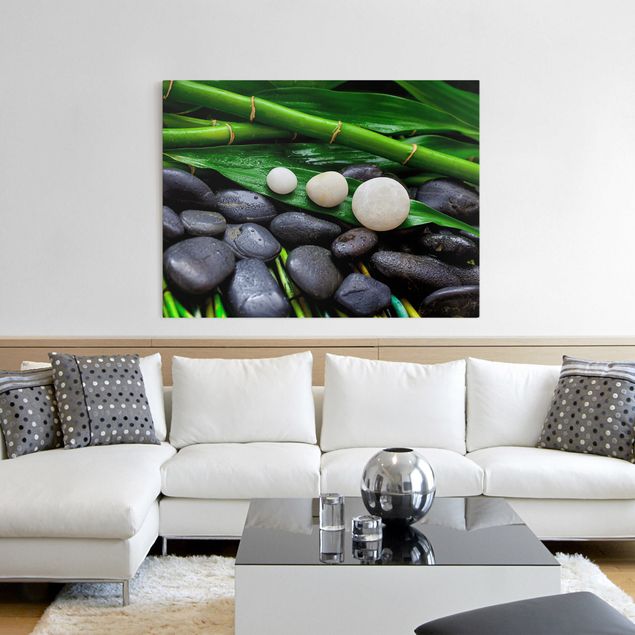 Canvas bamboo Green Bamboo With Zen Stones