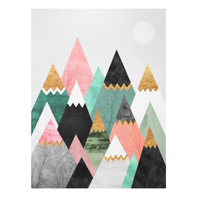 Prints landscape Triangular Mountains With Gold Tips