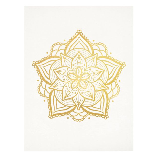 Prints Mandala Flower Illustration White Gold