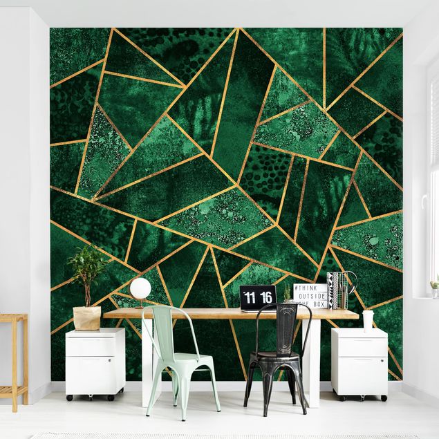Modern wallpaper designs Dark Emerald With Gold