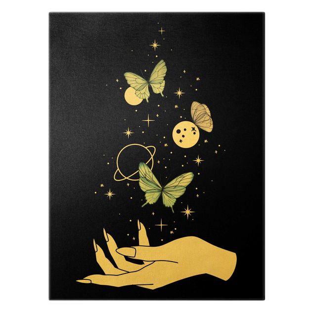Canvas prints Magical Hand - Butterflies And Planets