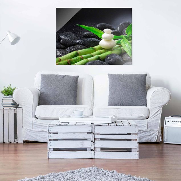 Bamboo canvas art White Stones On Bamboo