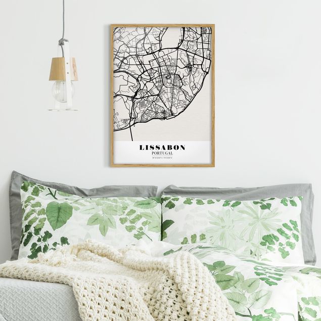 World map pictures framed Lisbon City Map - Classic