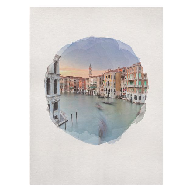 Skyline prints WaterColours - Grand Canal View From The Rialto Bridge Venice