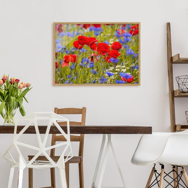 Art prints Summer Meadow With Poppies And Cornflowers