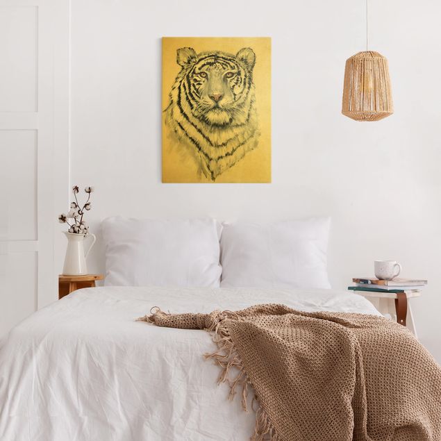 Animal canvas art Portrait White Tiger I
