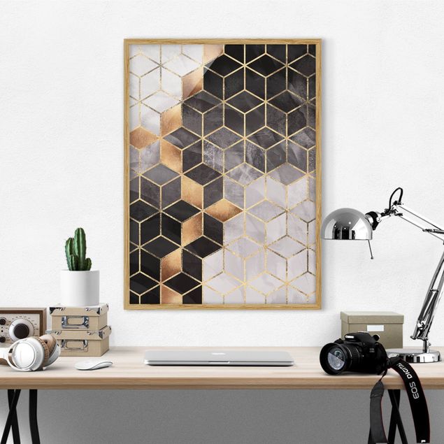 Art posters Black And White Golden Geometry