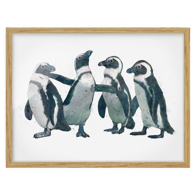Animal canvas Illustration Penguins Black And White Watercolour