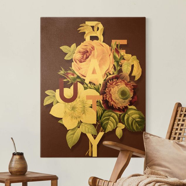 Rose canvas Floral Typography - Beauty