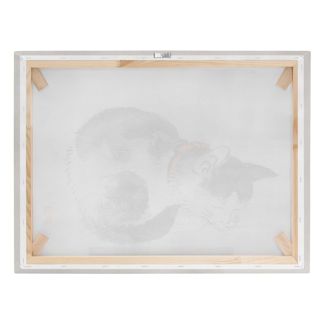 Black and white art Asian Vintage Drawing Sleeping Cat