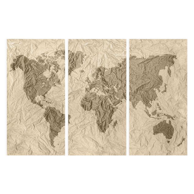 Canvas prints maps Paper World Map Beige Brown