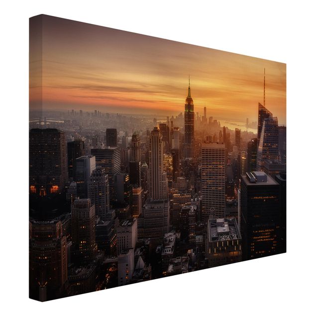 Canvas sunset Manhattan Skyline Evening