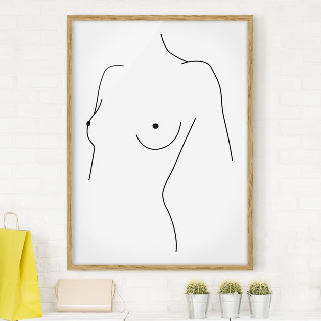 Kitchen Line Art Nude Bust Woman Black And White