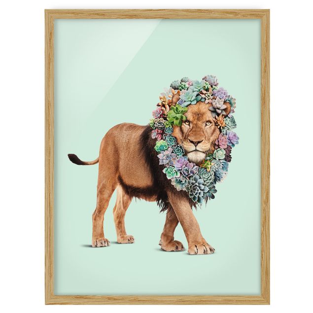 Art prints Lion With Succulents