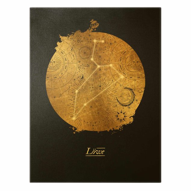 Prints Zodiac Sign Leo Gray Gold