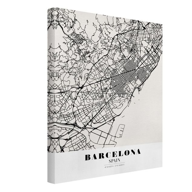 Canvas maps Barcelona City Map - Classic