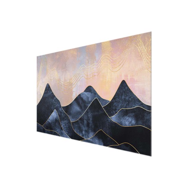 Abstract art prints Golden Dawn Over Mountains