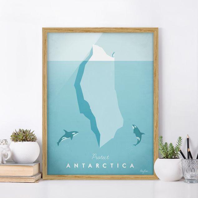 Framed beach wall art Travel Poster - Antarctica
