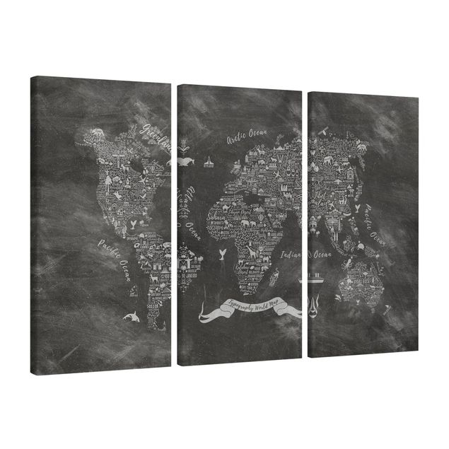 Canvas prints maps Chalk Typography World Map