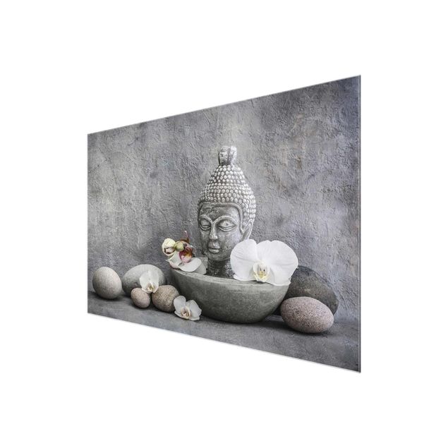 Contemporary art prints Zen Buddha, Orchid And Stone