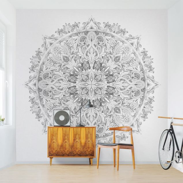 Wallpapers modern Mandala Watercolour Ornament Black And White